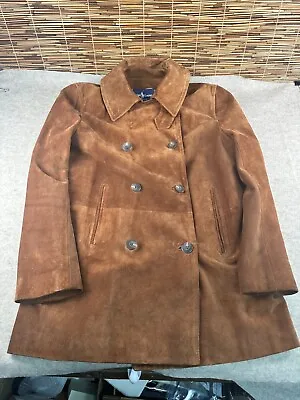 Polo Ralph Lauren Brown Suede Leather Lined Peacoat RARE!!! Vintage • $299.99