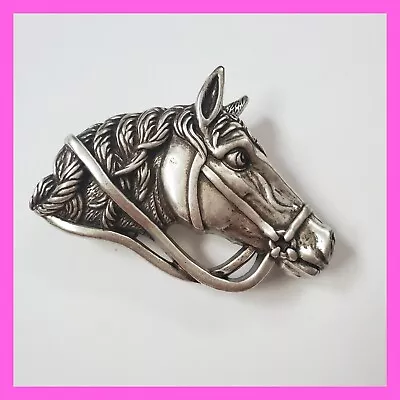 Horse Head Belt Buckle Sandy Duftler Silver Metal Marked Stallion Western Cowboy • $49.90