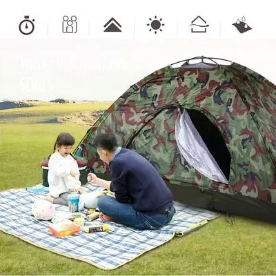 Outdoor Camouflage UV Protection Pop Up Dome Tent 2 Man Waterproof Camping Tent • £19.89