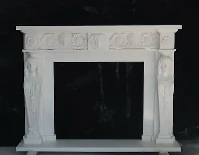 Beautiful Carved Victorian Style Marble Figurative Fireplace Mantel - 3cfpm1 • $4500