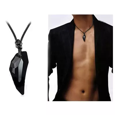 Men's Fashion Jewelry Black Weaving Rope Wolf Tooth Pendant Necklace 1-335 • $11.66