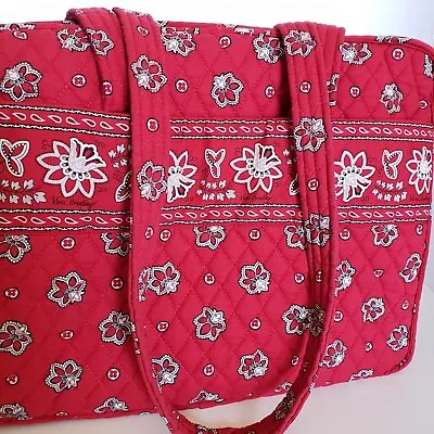 Vera Bradley Large Tote Country French Provincial Red Floral Go Round Bag NICE! • $23.99