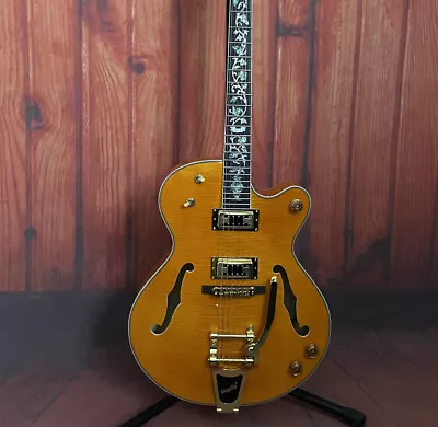 Custom Finish Hollow Body 6String Yellow Electric Guitar HH Pickup Mahogany Neck • $333.90