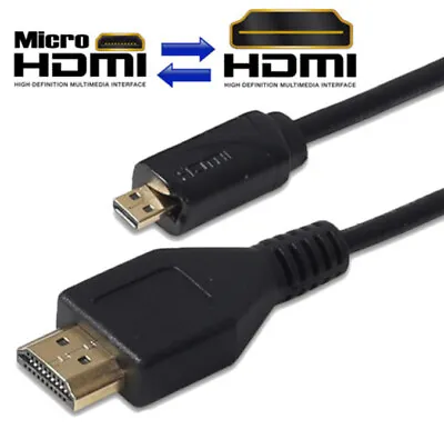 Gold Plated Micro HDMI To HDMI Cable For Laptop Notebook Tablet To HD UHD 4K TV • $9.88