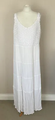 £16.99 • Buy Klass White Crochet Lace Bodice Tiered Strappy Maxi Dress Size 20 VGC Holiday