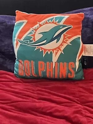 One Brand New Officially Licensed Nfl Miami Dolphins Soft Throw Pillow Ctm17 • $30