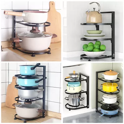 Kitchen Lid Pan Stand Saucepan Pot Rack Adjustabl Storage Organiser Shelf Holder • £10.95