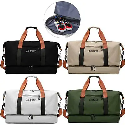 Waterproof Duffle Bag Travel Sprots Gym Weekender Luggage Bag W Shoe Compartment • $20.90