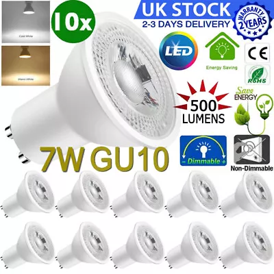 UK GU10 LED Bulbs Spotlight Lamps Warm Cool White Dimmable Down Lights 7W-10Pack • £1.95