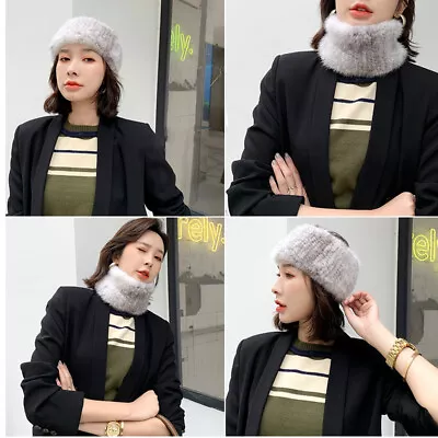 $31.95 • Buy Women's Real  Mink Fur Scarf Knitted Winter Warm Wrap Collar Stole Neck Warmer