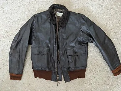 Vintage USACG Leather Bomber Jacket Size 46 Type G-1 • $130