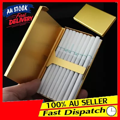 Elegant Aluminum Box Cigarette Case Holder Wiredrawing Gold S6 Thin 20 Slim • $6.95