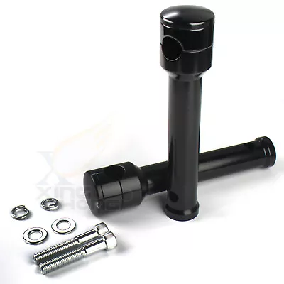 Smooth Black Straight 8  Rise 1  /25mm  Mount Handlebar Risers For Harley • $137.37