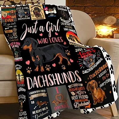 Dachshund Throw Blanket Dachshund Dog Pattern Blanket Super Soft Cozy Blanket... • $34.53