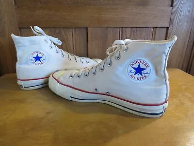 Vintage CONVERSE CHUCK TAYLOR ALL STAR Canvas High Top Shoes 9.5 - MADE IN USA • $49.95