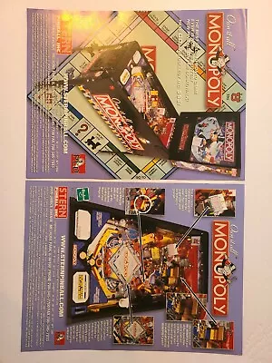 $12.50 • Buy PAIR 2~Stern  Monopoly ~FACTORY ORIGINAL 2 Sided PINBALL FLYERS~Excellent Cond.