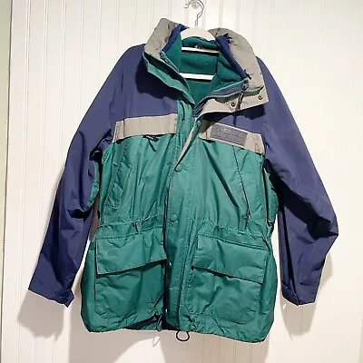 Vintage 90s Eddie Bauer Eb Tek Gore Tex Jacket Removable Fleece Liner Mens Large • $42