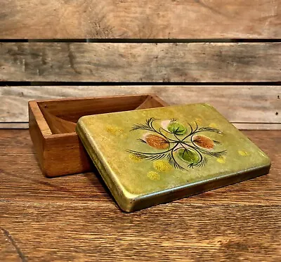 Vintage California Cloisonné Copper & Walnut Cigarette Box Mid-Century Modern  • $45