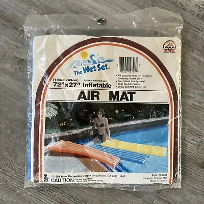 Vintage 1984 The Wet Set Air Mat Pool Float Inflatable 72 X27  #59703 Blue NOS • $14.99