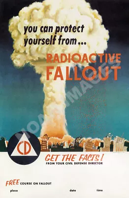 Civil Defense Radioactive Fallout Vintage Poster 12x18 • $7.95