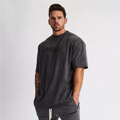 Vanquish Fitness Gym Street Top Oversize Shortsleeve T-shirt Running Outdoor Men • £19.80