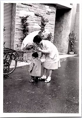 VTG Japanese Found Photo - 60s 70s - Woman & Boy Walk In Rain Under An Umbrella • $5.99