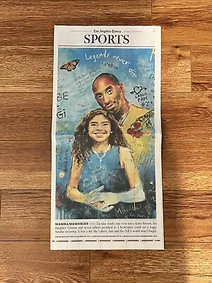 La Times Newspaper Nba Jan 24th 2021 Kobe Bryant Legends Never Die Lakers Full • $4.99