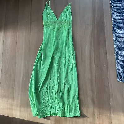 Zara Green Satin Maxi Dress Size S • $25