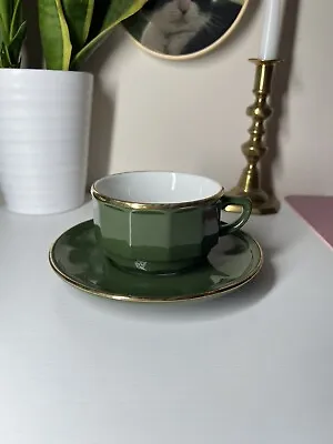 £9.95 • Buy Apilco Coffee Cup And Saucer Green Vintage French Coffee Cup