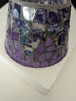 Home Interiors Decorative Mosaic Candle Shade Purple Floral 11757 • $11