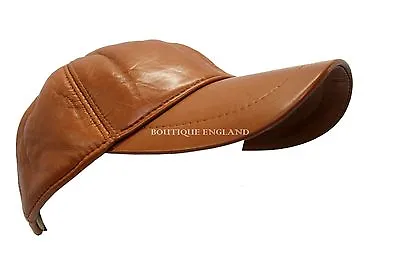 New BASEBALL Cap Tan Mens Ladies Real Soft Nappa Leather Hip-Hop Cap Hat • £24.99