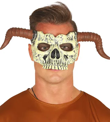 Ram Skull Mask Devil Horn Mask Foam Latex Cosplay Horror Halloween Costume Bone • $40.05