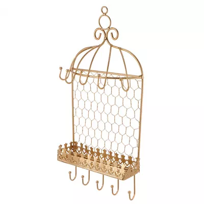  Wall Mounted Jewelry Rack Wrought Iron Necklace Display Hanger Earring Holder • £16.27