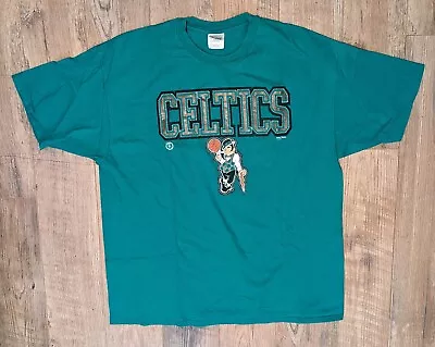 Vintage Boston Celtics Team Hanes Heavyweight T Shirt Sz XXL 2XL Made In USA! • $37.99