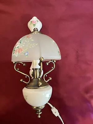 Vintage Victorian Ceramic  Wall Sconce Light Fixture W/Rose Frosted Glass Globe • $34.95