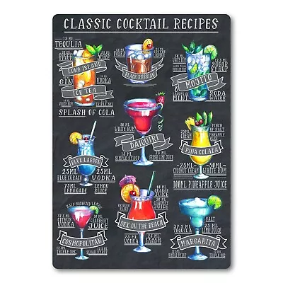 Classic Cocktail Recipes METAL Sign Plaque. Kitchen Home Bar Pub Rum Vodka Gin • £9.89