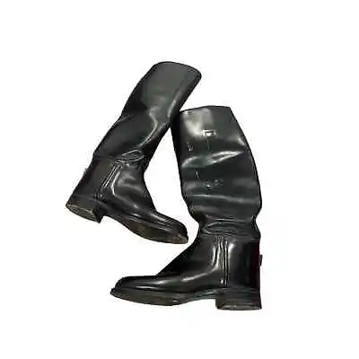 Vintage Black Leather Stombock Saddlery English Riding Dressage Tall Boots SZ 35 • $150