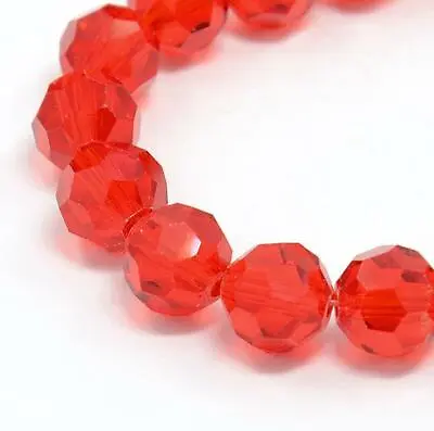 FACETED ROUND CRYSTAL GLASS BEADS 8mm 6mm 4mm RED SUN CATCHER • £2.79