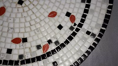 Ceramic MOSAIC Tile Inlay Round Plate Plate Decorative Metal Back16  GEOMETRIC • $29.99