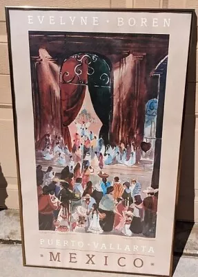 Evelyne Boren -  Peregrinacion   Candlelight Procession  Art Poster 1982 Framed • $85