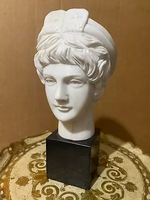 Marble Bust Of Woman Wearing A Headband With Portraits On It • $125