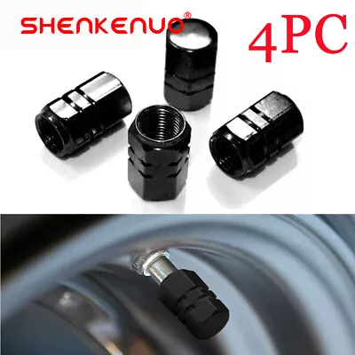 4PC BLACK Aluminum Tire/Rim Valve Stem/Wheel Dust Cover Caps US Stock • $9.24