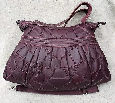 L.Credi Large Purple Patchwork Genuine Leather Crossbody Or Shoulder Hobo Bag. • £46.95