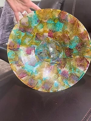 Hand Painted In Italy IL Quadrifoglio Glass Oval Decorated Bowl • $0.99