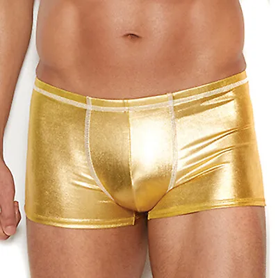 Men's Boxer Brief Metallic Gold Underwear Shorts Hot Pants Mini Lamé Lame 82193 • $19.79