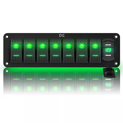 8 Gang Toggle Rocker Switch Panel Green LED Light For Car Marine Boat Waterproof • $38.92