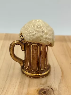 Monet Brown Gold Enamel Mini Beer Mug Magnetic Trinket Pill Box • $14.99