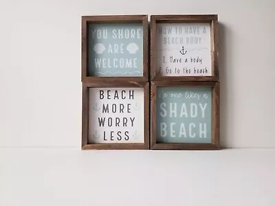 Gorgeous Rustic  Wooden Painted Seaside / Coastal  Quote Pictures  Decor Idea • £9.50