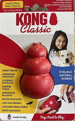 KONG Classic Red SMALL Rubber Treat Dispenser Dog Chew Toy Breed Food Enrichment • £8.99