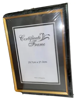 NEW Black With Gold Trim A4 Size Document Certificate Photo Picture Frame • $29